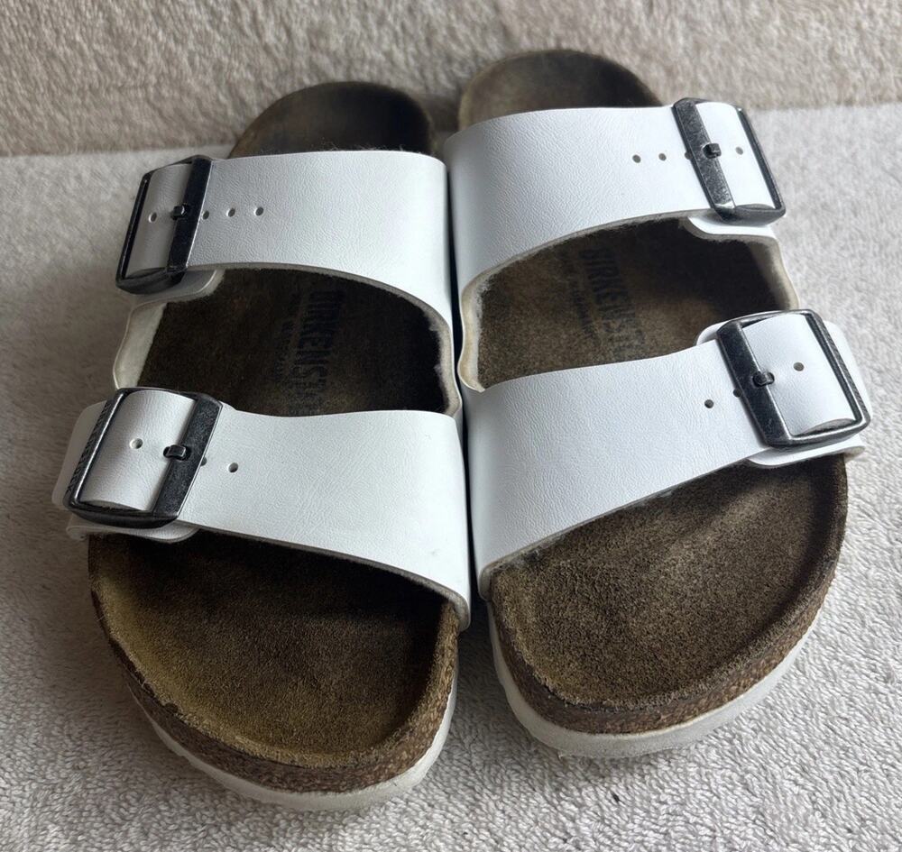 Birkenstock Arizona Birko-Flor Sandal, White, Size 38 W-7-M-5